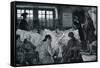 Reading room of a New York coffee house-Howard Pyle-Framed Stretched Canvas