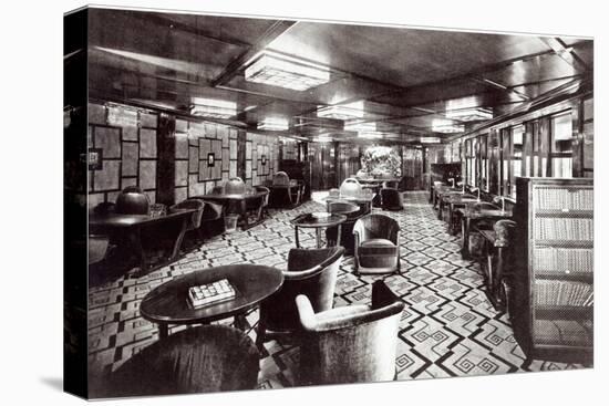 Reading Room on the Ocean Liner 'Ile De France', 1926 (B/W Photo)-French Photographer-Stretched Canvas