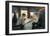 Reading Sports Page on the Train-null-Framed Art Print