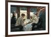 Reading Sports Page on the Train-null-Framed Art Print