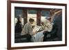 Reading Sports Page on the Train-null-Framed Art Print