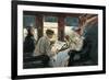 Reading Sports Page on the Train-null-Framed Art Print