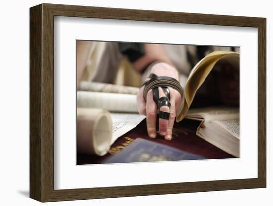 Reading the Book of Esther during Purim celebration in a synagogue, Montrouge, Hauts-de-Seine-Godong-Framed Photographic Print