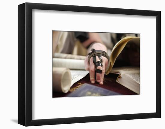 Reading the Book of Esther during Purim celebration in a synagogue, Montrouge, Hauts-de-Seine-Godong-Framed Photographic Print