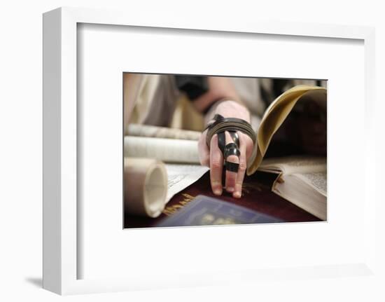 Reading the Book of Esther during Purim celebration in a synagogue, Montrouge, Hauts-de-Seine-Godong-Framed Photographic Print