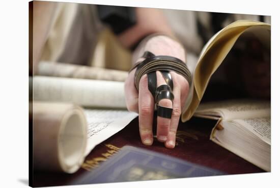 Reading the Book of Esther during Purim celebration in a synagogue, Montrouge, Hauts-de-Seine-Godong-Stretched Canvas