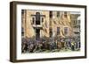 Reading the Declaration of Independence to Cheering Colonists in Philadelphia, July 4, 1776-null-Framed Giclee Print