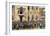 Reading the Declaration of Independence to Cheering Colonists in Philadelphia, July 4, 1776-null-Framed Giclee Print