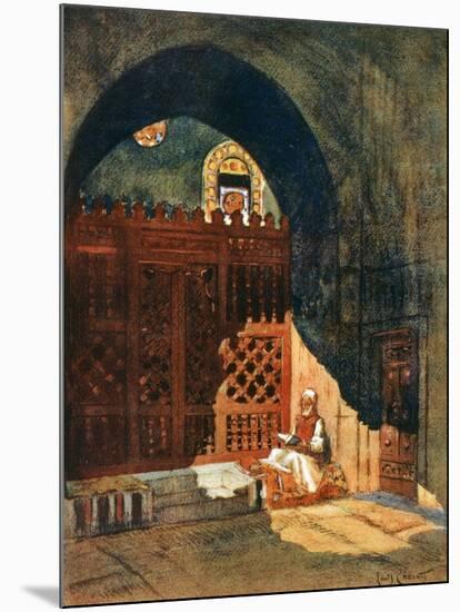 Reading the Koran in a Mosque, Cairo, Egypt, 1928-Louis Cabanes-Mounted Giclee Print