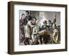 Reading the Newspaper in the Tavern, Colored Engraving, 1876.-Prisma Archivo-Framed Photographic Print