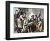 Reading the Newspaper in the Tavern, Colored Engraving, 1876.-Prisma Archivo-Framed Photographic Print