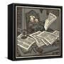 Reading the Papers-Erich Schilling-Framed Stretched Canvas