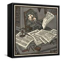 Reading the Papers-Erich Schilling-Framed Stretched Canvas