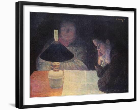 Reading under the Lamp, 1890-Leon Pourtau-Framed Giclee Print