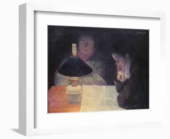 Reading under the Lamp, 1890-Leon Pourtau-Framed Giclee Print
