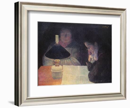 Reading under the Lamp, 1890-Leon Pourtau-Framed Giclee Print