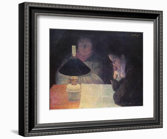 Reading under the Lamp, 1890-Leon Pourtau-Framed Giclee Print