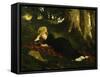 Reading Woman in Forest , 1875-Gyula Benczur-Framed Stretched Canvas