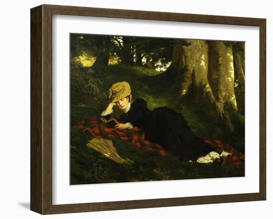 Reading Woman in Forest , 1875-Gyula Benczur-Framed Giclee Print