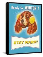 Ready for Winter? Stay Warm Dog with Earmuffs-null-Framed Stretched Canvas