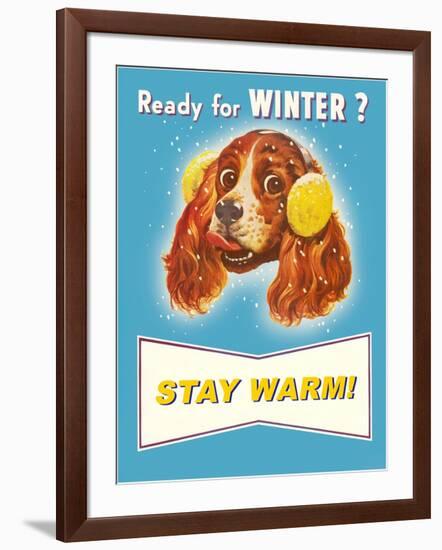 Ready for Winter? Stay Warm Dog with Earmuffs-null-Framed Giclee Print