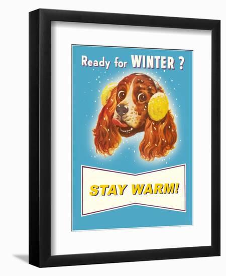 Ready for Winter? Stay Warm Dog with Earmuffs-null-Framed Giclee Print