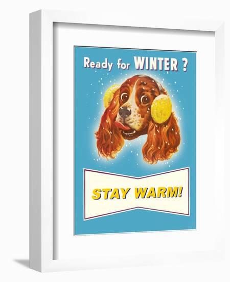 Ready for Winter? Stay Warm Dog with Earmuffs-null-Framed Giclee Print