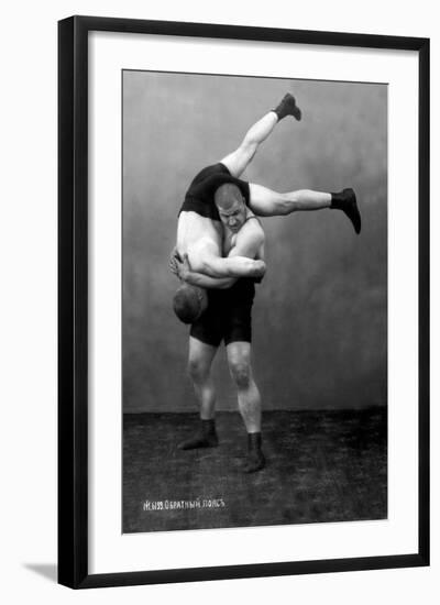 Ready to Drop: Russian Wrestlers-null-Framed Art Print