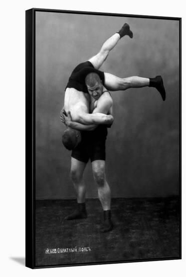 Ready to Drop: Russian Wrestlers-null-Framed Stretched Canvas