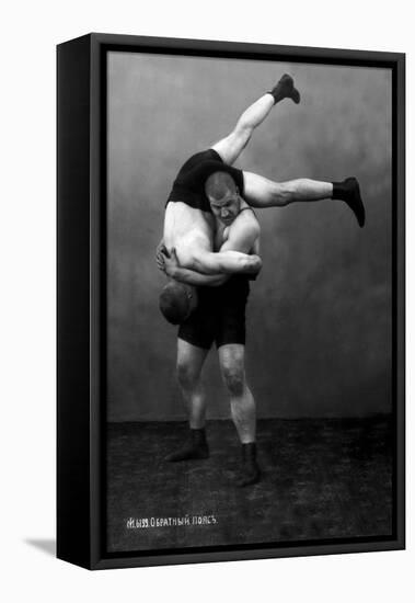 Ready to Drop: Russian Wrestlers-null-Framed Stretched Canvas