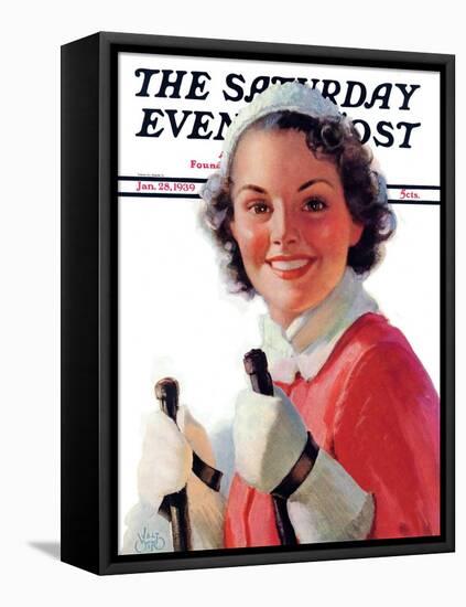 "Ready to Go Downhill," Saturday Evening Post Cover, January 28, 1939-Walt Otto-Framed Stretched Canvas