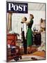 "Readying for First Date," Saturday Evening Post Cover, October 16, 1948-George Hughes-Mounted Giclee Print