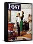 "Readying for First Date," Saturday Evening Post Cover, October 16, 1948-George Hughes-Framed Stretched Canvas