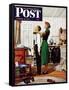 "Readying for First Date," Saturday Evening Post Cover, October 16, 1948-George Hughes-Framed Stretched Canvas