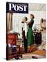 "Readying for First Date," Saturday Evening Post Cover, October 16, 1948-George Hughes-Stretched Canvas