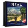 Real Brand - Claremont, California - Citrus Crate Label-Lantern Press-Framed Stretched Canvas