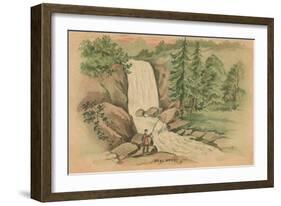 Real Sport, Fishing by Waterfall-null-Framed Art Print