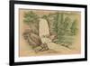 Real Sport, Fishing by Waterfall-null-Framed Premium Giclee Print