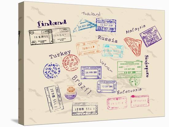 Real Visa Stamps From 9 Countries-yunna-Stretched Canvas