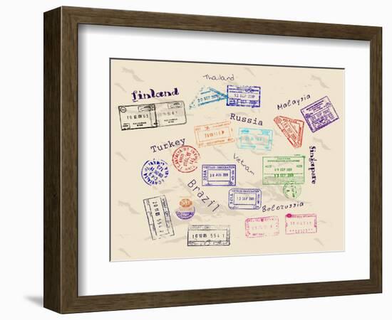 Real Visa Stamps From 9 Countries-yunna-Framed Art Print