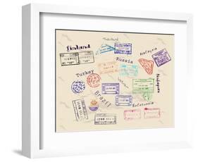 Real Visa Stamps From 9 Countries-yunna-Framed Art Print