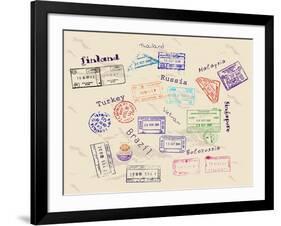 Real Visa Stamps From 9 Countries-yunna-Framed Art Print