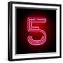 Realistic Red Neon Number. Number with Neon Tube Light on Dark Background. Vector Neon Typeface For-Oleg Vyshnevskyy-Framed Art Print