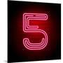 Realistic Red Neon Number. Number with Neon Tube Light on Dark Background. Vector Neon Typeface For-Oleg Vyshnevskyy-Mounted Art Print