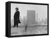 Realtor William J. Zeckendorf, Standing in the Wind Fields Located on the Outskirts of the City-John Loengard-Framed Stretched Canvas