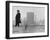 Realtor William J. Zeckendorf, Standing in the Wind Fields Located on the Outskirts of the City-John Loengard-Framed Premium Photographic Print