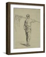 Reaper Carrying a Scythe on His Shoulder, Back View-Pierre Edmond Alexandre Hedouin-Framed Giclee Print