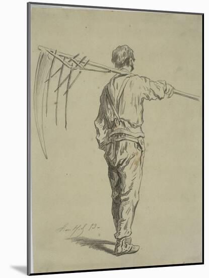 Reaper Carrying a Scythe on His Shoulder, Back View-Pierre Edmond Alexandre Hedouin-Mounted Giclee Print