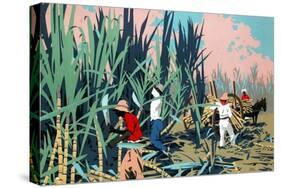 Reaping Sugar Canes in the West Indies-Frank Newbould-Stretched Canvas