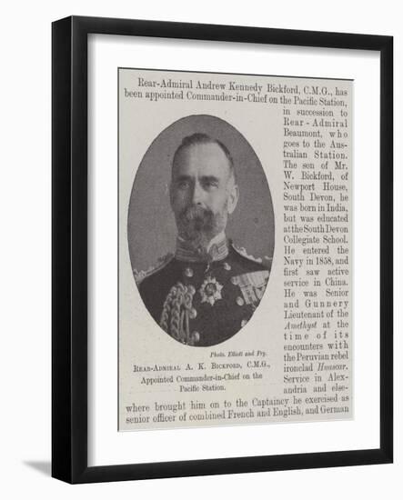 Rear-Admiral a K Bickford, Cmg, Appointed Commander-In-Chief on the Pacific Station-null-Framed Giclee Print